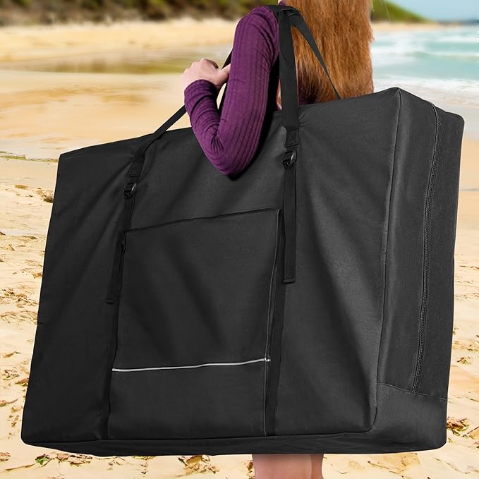 GRAOSO Carrying Bag for Folding Chair, Storage Case Fits for Beach Chair, Zero Gravity Lounge Chair, Director Chair, Folding Walker/Wheelchair, Great for Camping, Travel, Outdoors, Black