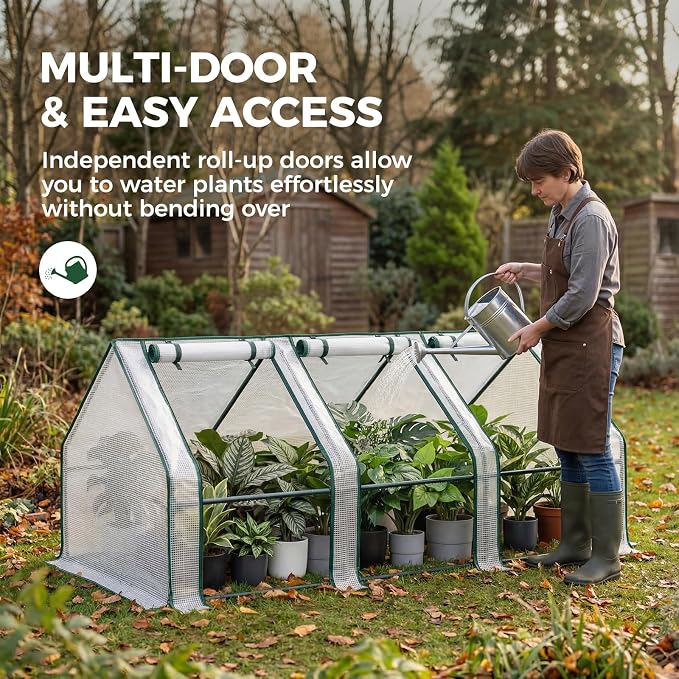 Gentingbro Mini Greenhouse Outdoor Portable Mini Greenhouse with Mesh Vents Portable Frame with Reinforced U-Shaped Ground Stakes 106 x 36 x 34-Inch