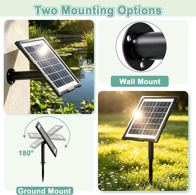 3W Solar Pond Aerator, Solar Aquarium Air Pump with 2 Air Stones, Dual Working Modes, Solar Pond Oxygen Pump for Fish Tank, Outdoor Small Pond, Hydroponics