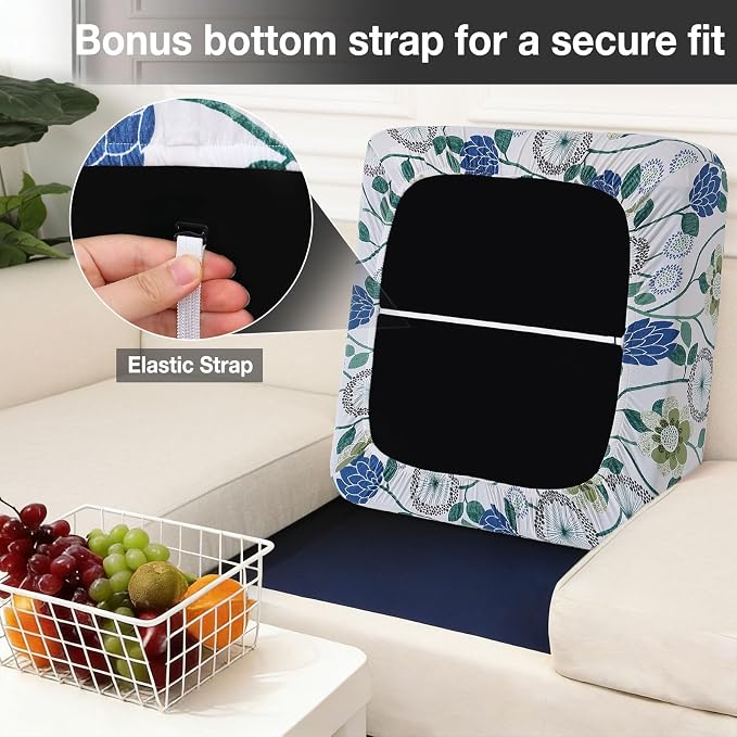 hyha 12Pcs Patio Cushion Covers, Stretch Outdoor Couch Cushion Covers, Washable Outdoor Chair/Sofa Slipcovers for Patio Furniture Cushions Protector with Elastic Bottom(Botanical Bloom,Cover Only)