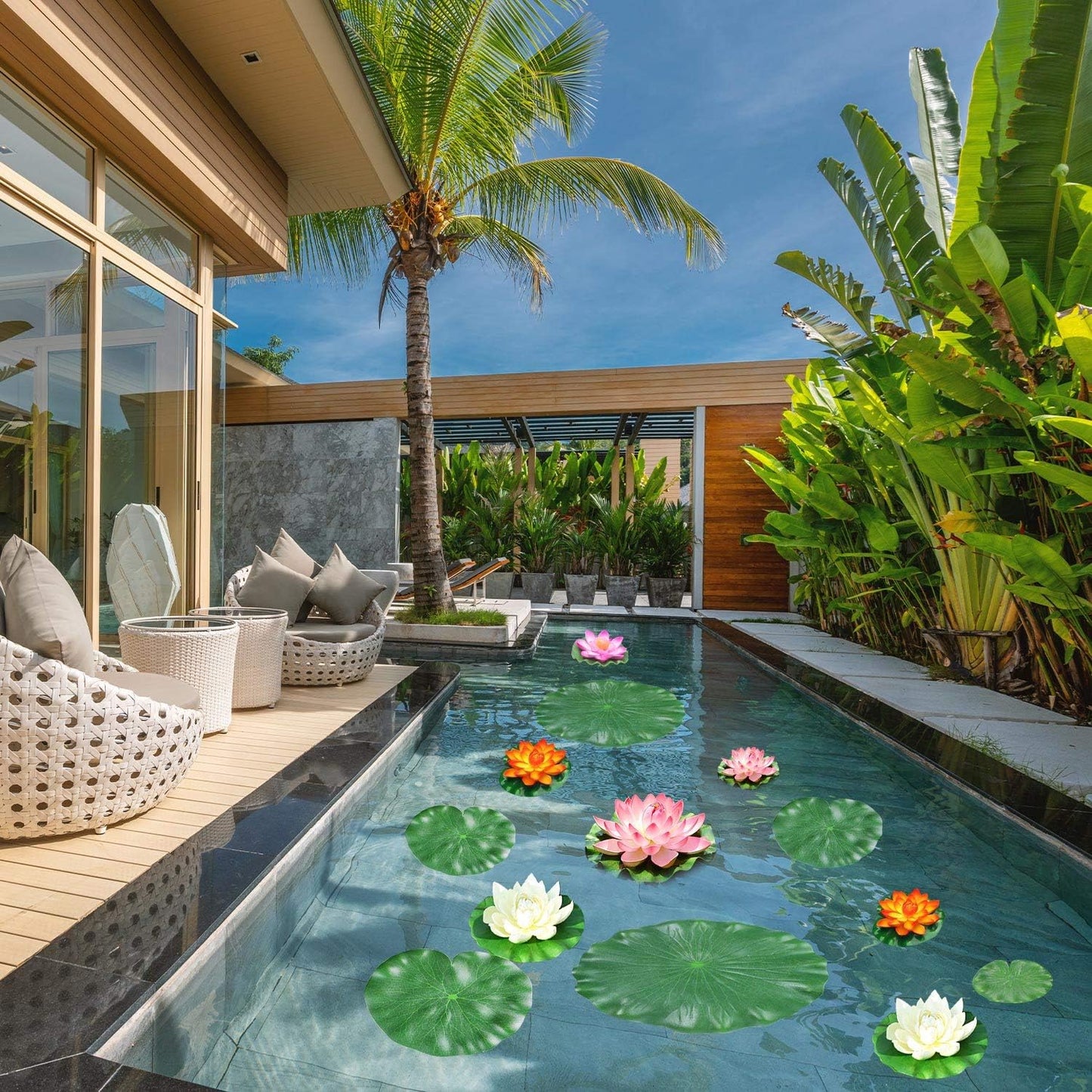 ZAUGONTW 20 Pcs Artificial Lily Pads for Ponds, Realistic Floating Lily Pads Leaves, Lotus Leaves Water Lilies Pad Artificial Foliage Pond Decor for Koi Fish Pool Patio Aquarium