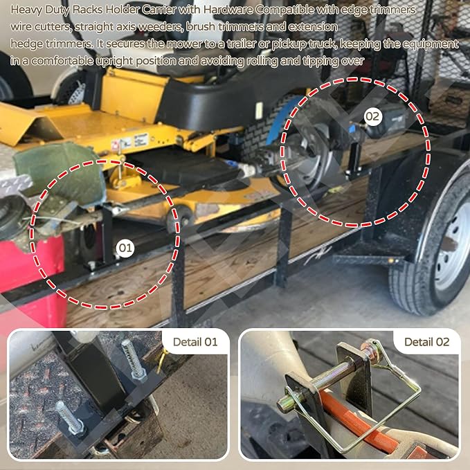 Mower Trimmer Utility Kit, Heavy Duty Weed Eater Rack, Weed Wacker Trimmer Line Holder (Adjust Width 4.5"-8.6"), Trimmer Tool Holder Organizer Hangers W/Hardware, and 3-Pcs Waterproof Trimmer Cover