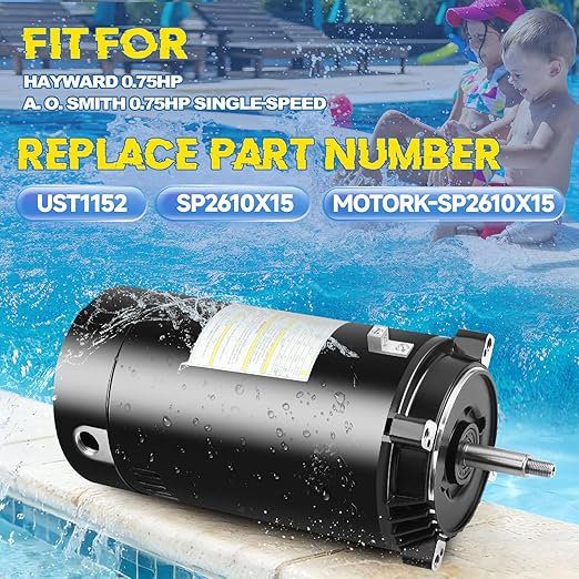 UST1152 Pool Pump Motor 1.5 HP 56J Frame 115/230V 3450 RPM Single Speed Replacement for A.O. Smith Century, Hayward SP2610X15, AST165, B229
