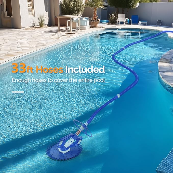 VINGLI Pool Vacuum Cleaner Automatic Sweeper Swimming Pool Creepy Crawler Vacuum with 33FT Hoses (Blue Star)
