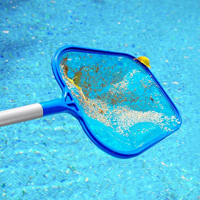 Pool Skimmer - Pool Skimmer Net with 5 Section Adjustable Telescopic Aluminum Pole, 25''- 64'', Pool Net Skimmer Rake with Ultra Fine Mesh , Pool Leaf Skimmer for Swimming Pools, Spas, Hot Tubs