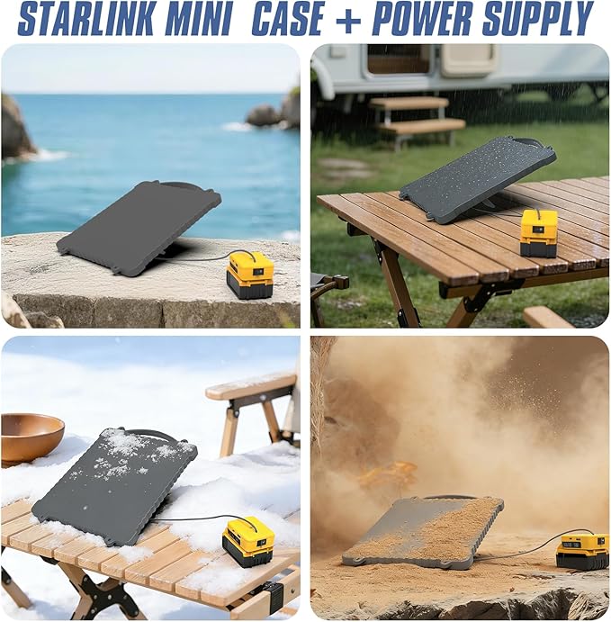 Deckit Starlink Mini Battery Adapter Kit, Compatible with DeWalt 20V MAX, Portable Off-Grid Power Supply w/Switch, Low Voltage Protection, Multi-Port, Cable & Bag