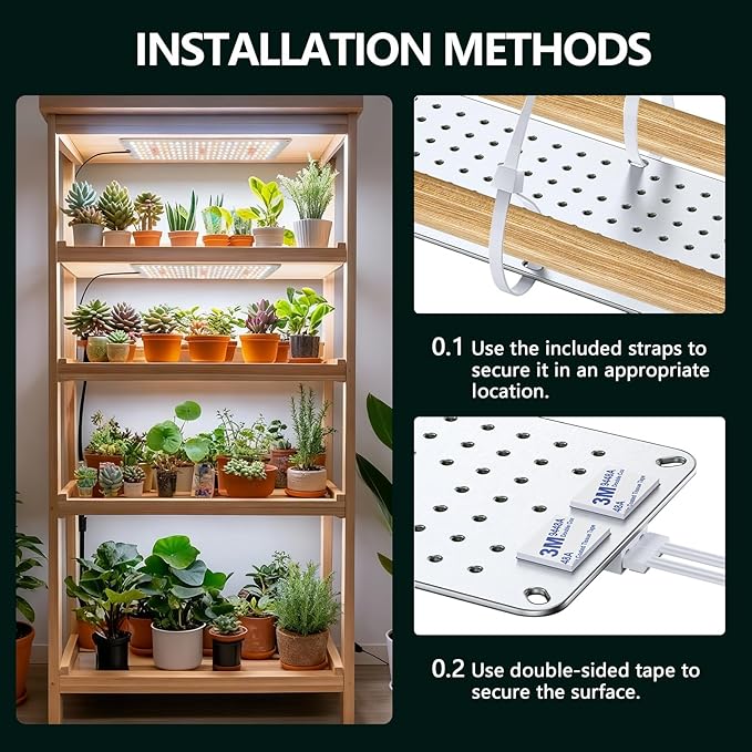 Grow Lights for Indoor Plants Full Spectrum,High PPFD 768LEDs Plant Lights with 4/8/12/16/20H Timer, Flexible Series & Parallel Connection for Indoor Growing(4 Pack)