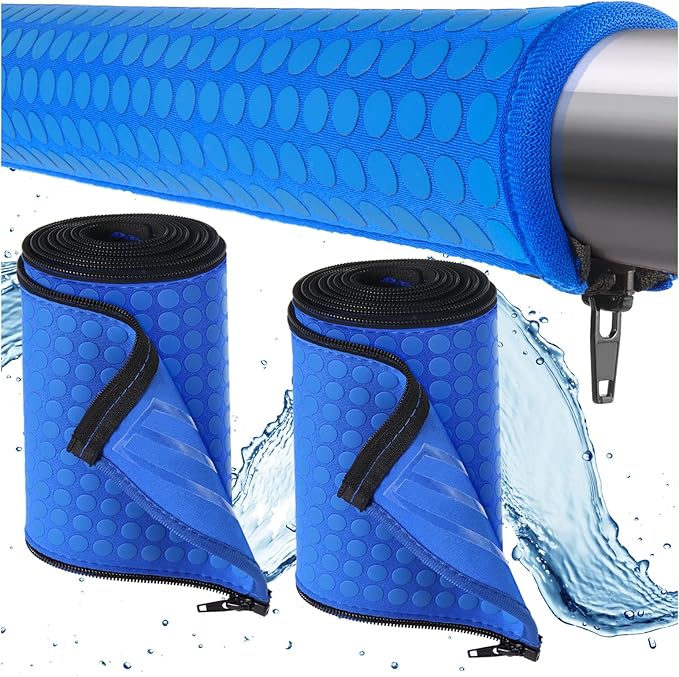 2 Pack Neoprene Pool Handrail Covers, 10 Foot Swimming Pool Hand Railing Covers with Enhanced Zipper Slip Resistant Anti-Scald Safety Rail Grip Handles Sleeve for Inground Swimming Pool Ladder Handles