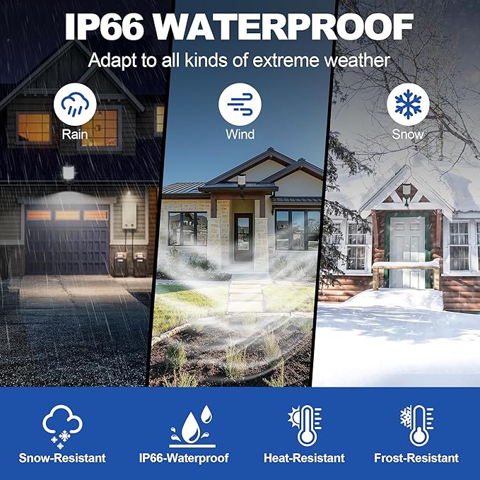 Solar Street Lights Outdoor, Waterproof Motion Sensor Solar Lights with Remote Control, 6500K Dusk to Dawn Parking Lot Flood Light for Outside Garage Yard, 6 Pack