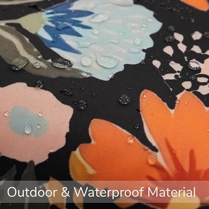 Floral Outdoor Throw Pillow Covers 18x18 Waterproof Colorful Summer Spring Garden Decorative Square Patio Pillows Outdoor Pillows Covers for Patio Furniture Set of 2 (No Pillow Insert)