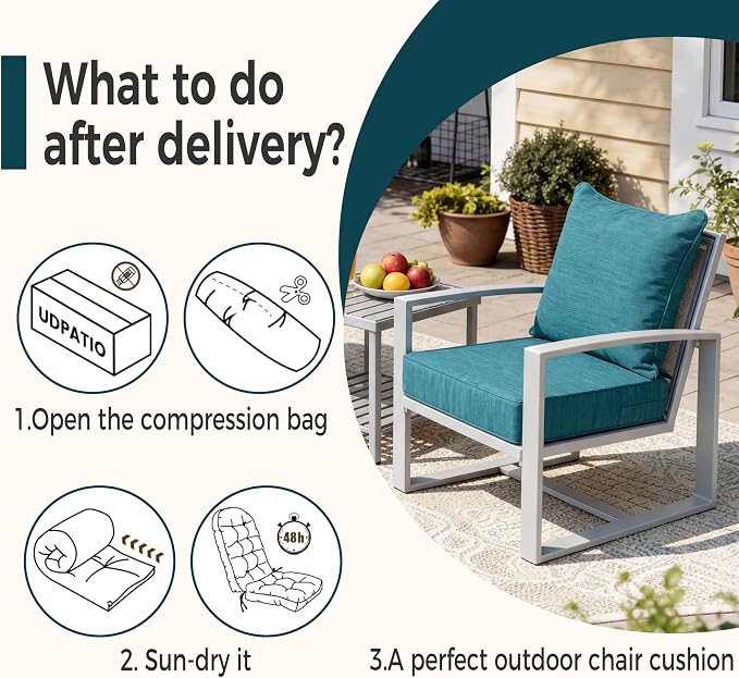Art Leon Outdoor Patio Cushion 24"x 24" Outdoor Seat Cushions 30D High Density Foam Patio Chair Cushions with Non-Slip Backing Patio Cushions for Patio Furniture Porch Swing Garden Bench