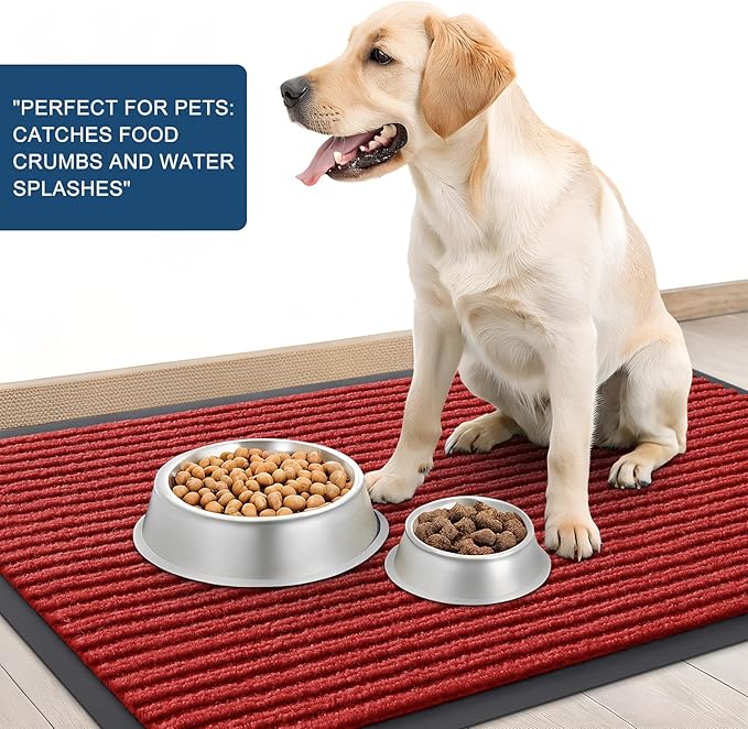 OLANLY Front Door Mat Indoor Outdoor Entrance, 2-Pack 59 x 23 Inch, Waterproof Heavy Duty Doormat, Fade Resistant, Low Profile, Easy Clean Patio Porch Welcome Floor Mats for Entry, Red
