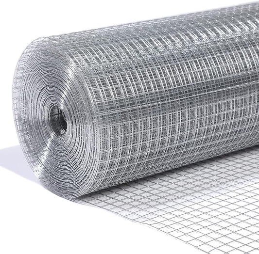 1/2” Galvanized Hardware Cloth 48" x 100' 19 Gauge, Hot-dip Galvanized After Welding, Chicken Wire Raised Garden Bed Plant Supports Poultry Netting Wire Cloth &Galvanized Wire Mesh Roll