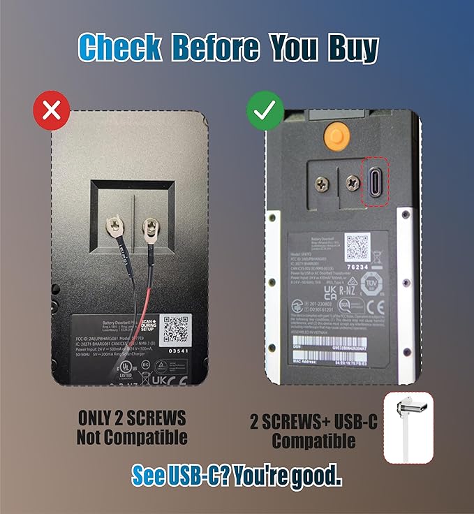 Solar Charger for Ring Doorbell with Built-in Energy Storage – 3W Solar Panel Compatible with 2024 Battery Doorbell only