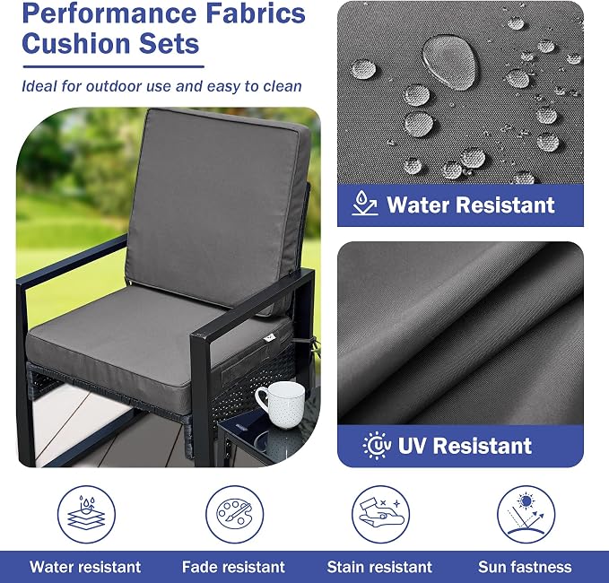 IPYNBAP Outdoor Cushions, Outdoor Chair Cushions 24x24x4 Inch, Cushions for Outdoor Furniture with Removable Cover, Waterproof & Fade Resistant Outdoor Seat Cushions for Patio, Lawn, Dark Grey