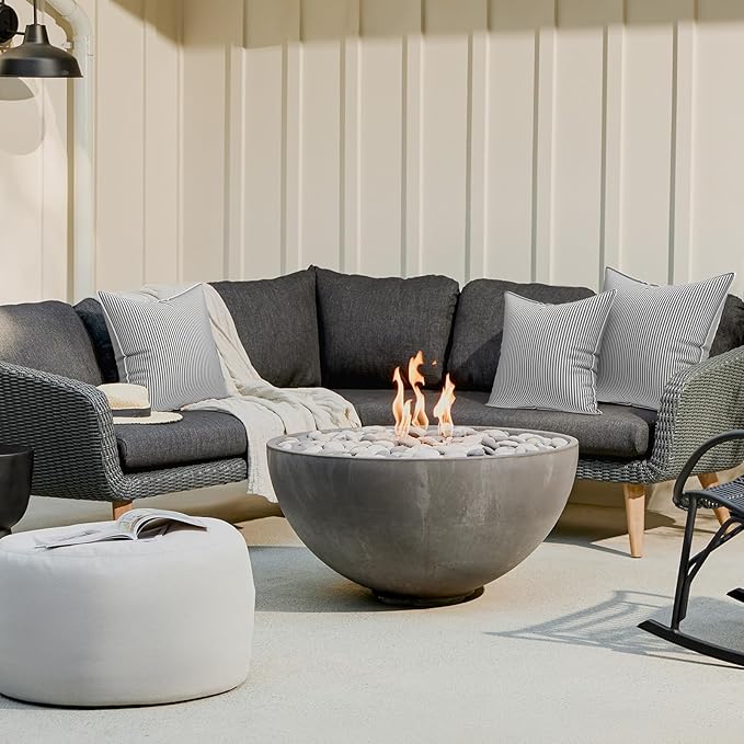 LVTXIII Outdoor Throw Pillows 20x20 Patio Waterproof Square Pillows with Piping Fade Resistant Accent Pillow for Spring Summer Garden Decoration, Set of 2, Strip Grey