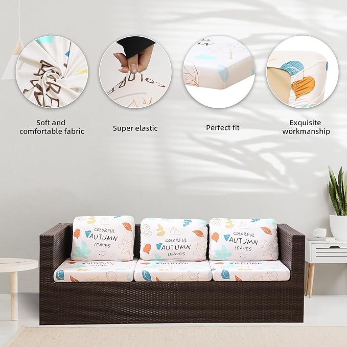 BIETYONE 8Pcs Stretch Patio Cushion Covers,Outdoor Couch Covers Replacement,Outdoor Couch & Sofa Slipcovers,for Patio Furniture Cushion Covers,Washable Reusable urniture Protector(Chrysanthemum,8PCS)