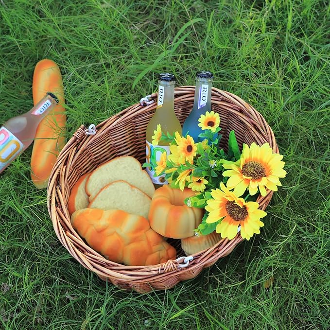 Wicker Picnic Baskets with Handles.Kingwillow. (Brown)