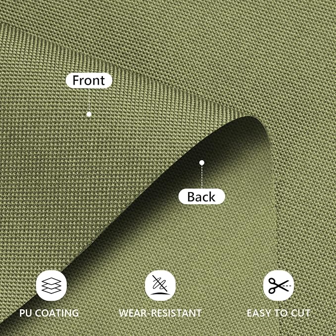 Waterproof Canvas Fabric by The Yard 58inch 600D Upholstery Material Polyester Fabric Outdoor Water Resistant Fabric for Sewing Chair Patio Cushion Purse Bag Interior, Pre Cut 5 Yard Olive Green