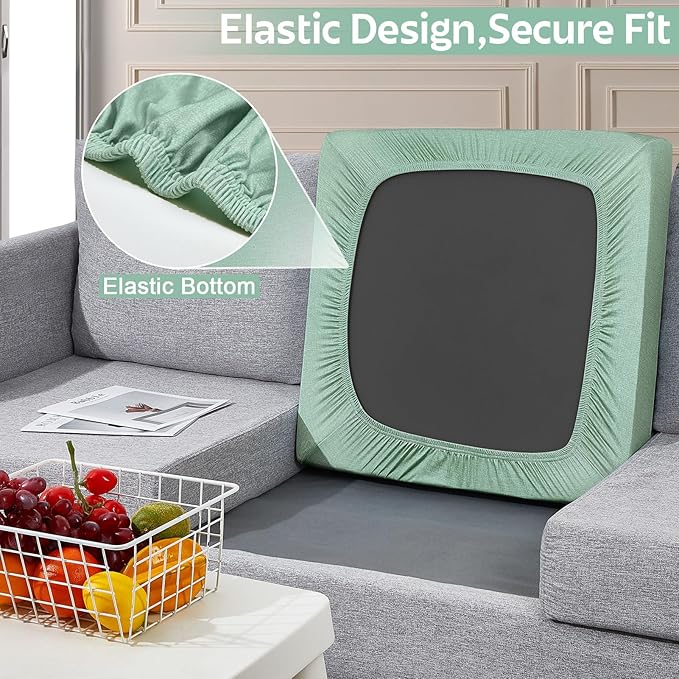pickyNproud 8Pcs Patio Cushion Covers Stretch Outdoor Couch Cushions Slipcovers Replacement Washable Furniture Protector with Elastic Bottom Sofa Chair Seat Cover, Aqua Green