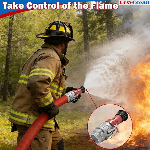 Heavey Duty 2" NPSH Fire Hose Nozzle with 2 x 2 Inch Aluminum Camlock Fittings Fire Equipment Industial Spray Jet Fog Nozzle