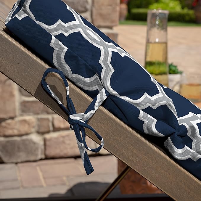 Arden earthFIBER Outdoor Chaise Cushion, 21 x 72, Rain-Proof, Fade Resistant, Cushion for Chaise Lounger Sapphire Blue Garden Trellis