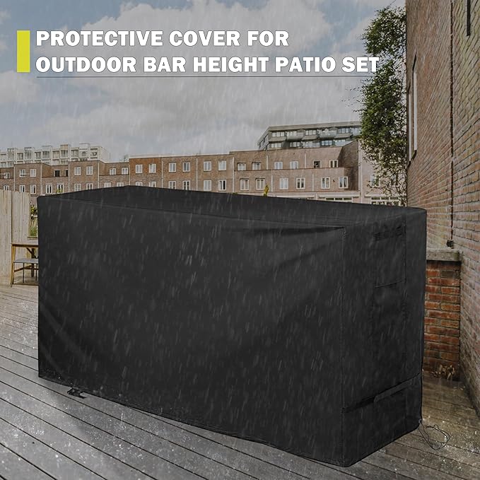 Bar Height Patio Set Cover, Outdoor Bar Stools Set Cover for Outdoor Pub Table and Chairs Set/Outdoor High Top Bar Table Set/Patio Bistro Set of 3 Pieces