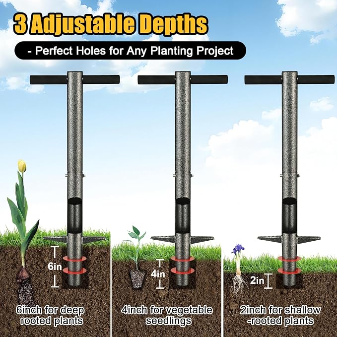 Bulb Planter & Sod Plugger - 34" Long Handle Grass Plugger Tool for Lawn Repair, Heavy Duty Garden Hole Digger with Easy Plug Release for Zoysia Plugs, Bare Spots, Tulip Planting,Turf Transplanting