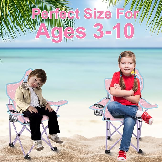 KABOER Kids Outdoor Folding Lawn and Camping Chair with Cup Holder and Carrying Bag, Children's Camping Chairs