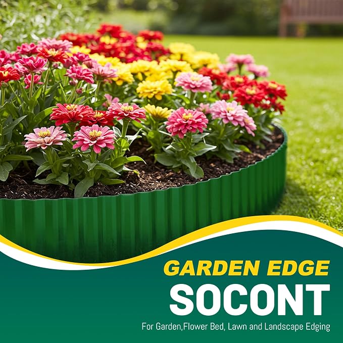 Corrugated Metal Garden Edging, 6"×20Ft Landscape Edging Border for Garden, Flower Bed, Lawn and Landscape Edging (Green)