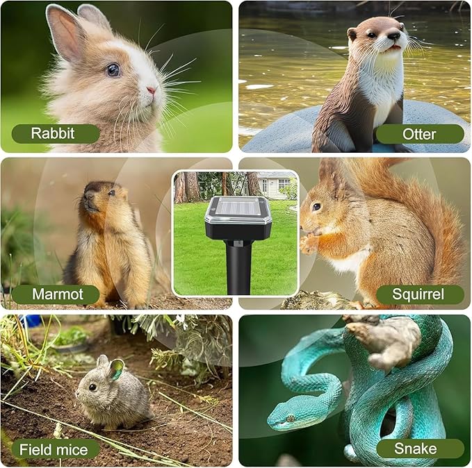8 Pack Ultrasonic Mole Repellent,Solar Powered Gopher Mole Repellent Stakes for Chipmunks,Snake,Gophers,Voles,Waterproof Sonic Moles Deterrent for Outdoor Garden,Home (8 Pack)