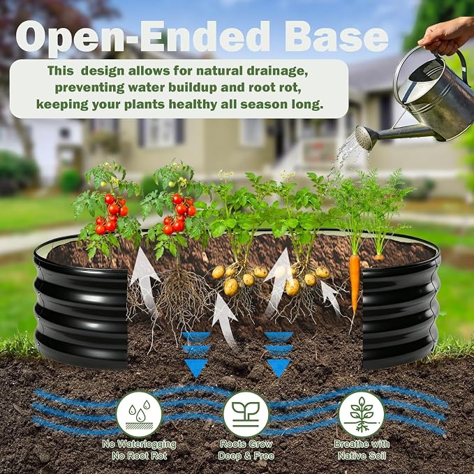 2 PCS Galvanized Raised Garden Bed 4x2x1 Ft, Oval Metal Outdoor Planter Box Kit with Safety Rubber Edge, Easy Assemble Bottomless Large Planting Container for Vegetable, Flower, Fruit, Grey