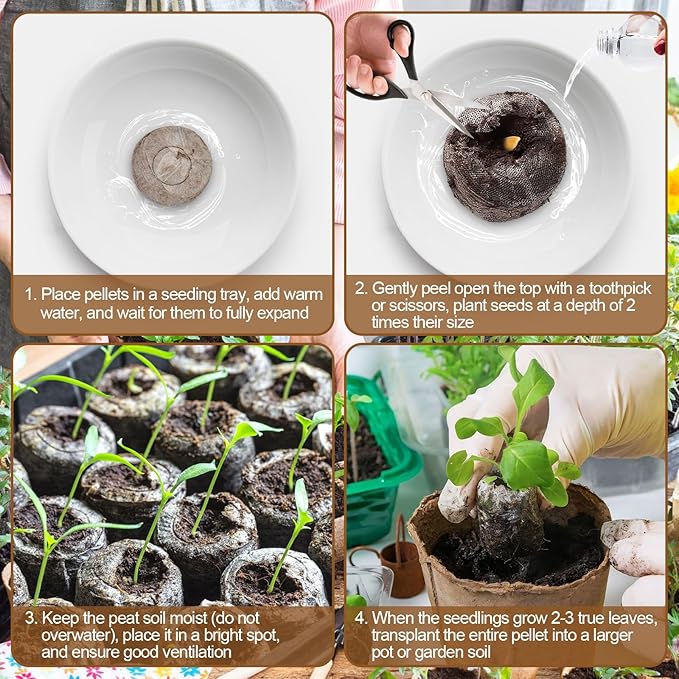 Legigo 50 Pcs 40mm Seed Starter Peat Pellets Pods for Seedlings- Compressed Seed Starting Pellets Seed Starter Pods Plugs Soil Peat Pods for Starting Seeds, Garden Planting Herb Flower Vegetables