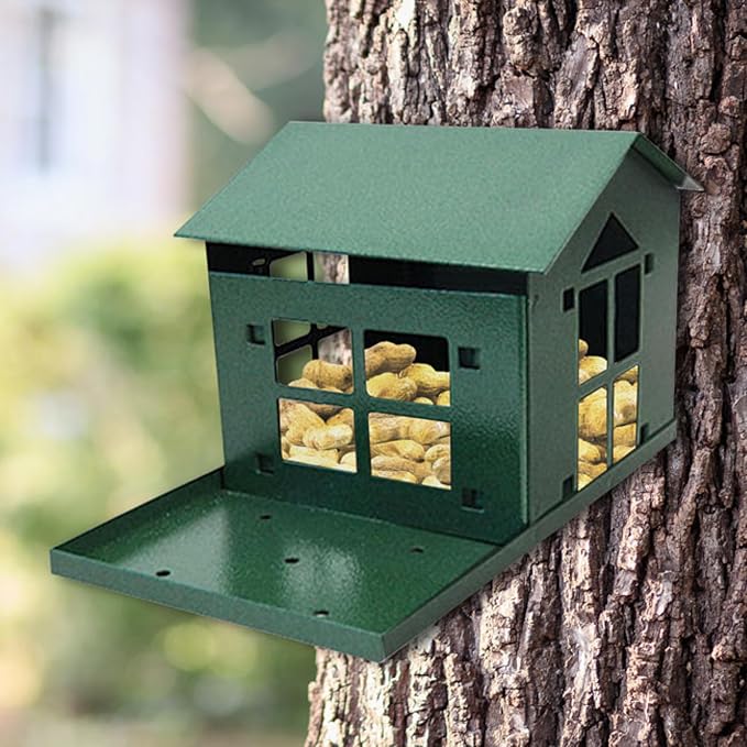 Erva Peanut Pantry Squirrel Feeder - Heavy Duty Steel - Premium Verdigris Finish - Made in USA (SQF1)