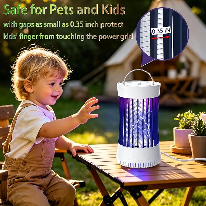 Lulu Home Bug Zapper Indoor, 2 Packs Mosquito Killer with Fan, 1500V Electric Fly Trap, USB Plug-in Insect Catcher for Home, Kitchen, Bedroom, Black & White
