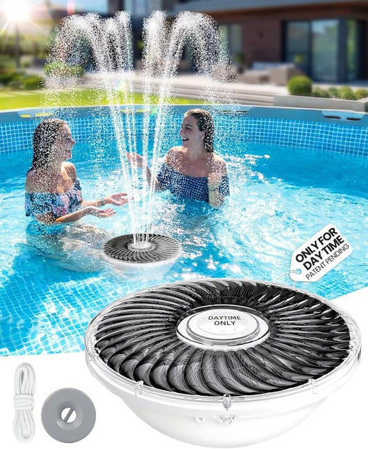 Solar Pool Fountain, 2026 Upgraded Large Solar Pool Water Fountain, Floating Pool Fountain for Inground/Above Ground Poosl,Solar Floating Fountain Pump for Daytime Use-White 1PK