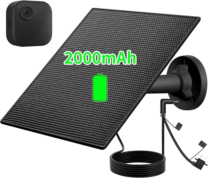 B-Link Camera Solar Panel, Compatible with B-Link Out Door 4(4th Gen), B-Link Outdoor(3rd Gen) XT3, B-Link XT2/XT Camera, B-Link Outdoor Camera, Build-in 2000mAh Rechargeable Battery (1Pack)