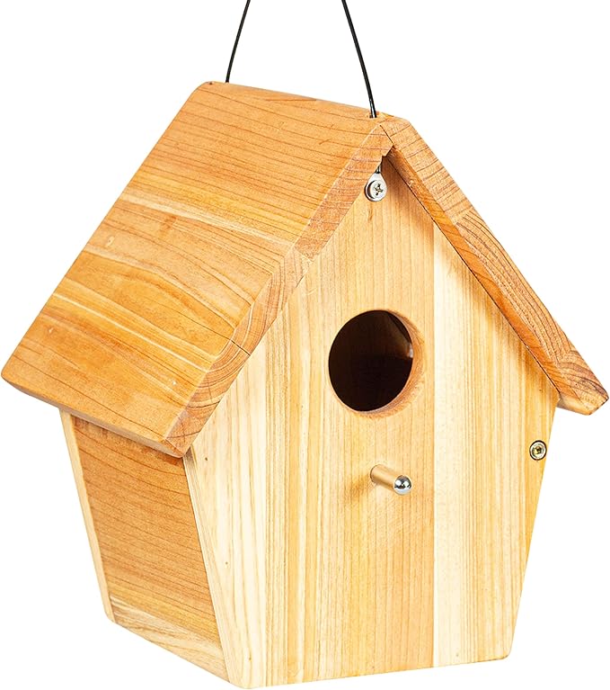 Wooden Bird Houses for Outside Hanging Birdhouses Nest Bluebird House for Cardinals Finch Wren Swallow for Garden Viewing 2