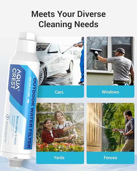 AQUACREST Inline Water Filter, Dedicated for Car Washing, Window & Yard Cleaning, Effectively Reduce Hard Water Spots, Soften Water, Upgraded Formula, Pack of 2