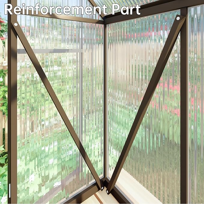 CQZY 6x8 FT Greenhouse for Outdoors,Aluminum Large Walk-in Greenhouse,Dark Gray