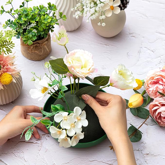 8 Sets Floral Foam Round, 5.5 x 2.7 Inch Floral Dry Round Flower Foam Half Ball with Bowl for Artificial Plant Arrangement and Wedding and Garden Decorations
