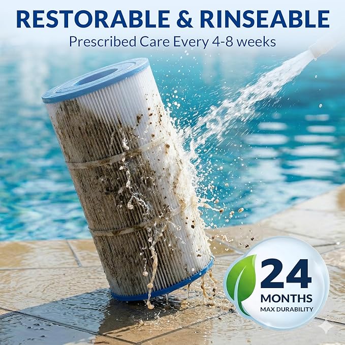 CCP240 PCC60 178569 R173572, 5oz Trilobal Heavy-Duty Fabric Pool Filter Cartridges, Compatible with Pentair Clean & Clear Plus 240 (#160310), 4-Pack, Ultra Series