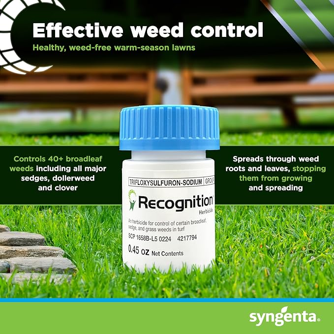 Syngenta Recognition Herbicide. (0.45 oz) Water Dispersible Granule Weed Killer - Post Emergent Weed Control for lawns, Weed Stop for lawns