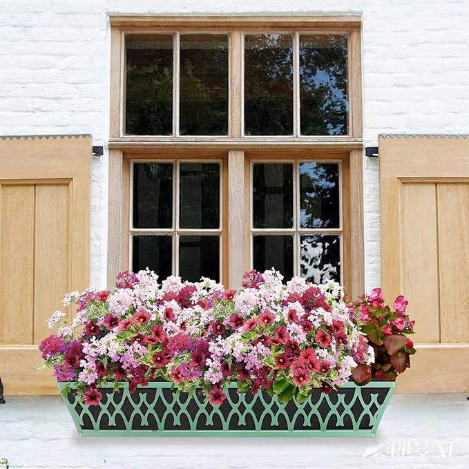 2 Pack 30 Inch Window Boxes Planters Railing Planter Box with Adjustable Brackets & Non-Woven Fabric Plant Grow Bags Deck Railing Planter Boxes Balcony Hanging Flower Box for Outdoor Plants