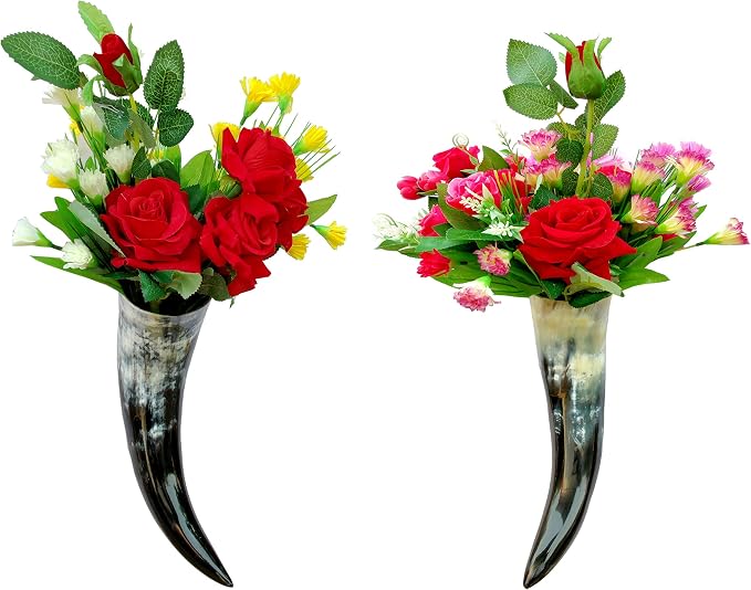 Flower Hanging Vase On The Wall, Set of 2 Made of Horn (8'' to 10'')