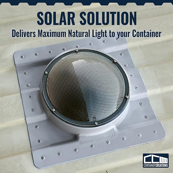SkyDOME Extra-Large Skylight for Shipping Containers - Solar Lighting for Conex Container - Premium 12-inch Polycarbonate Dome Skylight - Natural Solar Light, Container Accessory, Easy to Install