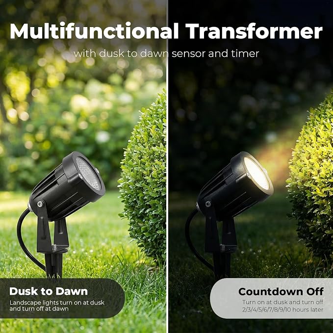 Elenora All-in-One Low Voltage Landscape Lighting Kit, 6W Landscape Spotlights with 80W Transformer & 80FT Wire & Connectors, 2700K Warm White LED Spot Lights Waterproof for Yard Garden Tree, 8 Pack