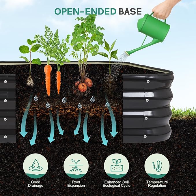 Galvanized Raised Garden Bed - Modular Garden Planter Bed Outdoor | Steel Raised Bed Kit with Bracing Rods, Gloves for Gardening Vegetables Fruits and Flowers (5x3x1ft (1Pack) Gray)