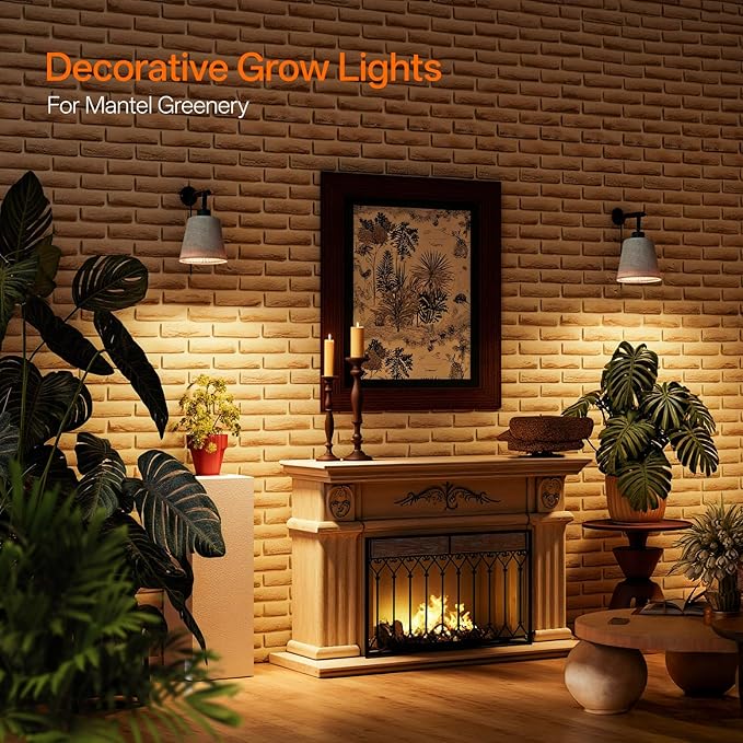 Bstrip Hanging Grow Lights for Indoor Plants, 25W Full Spectrum, 4H/9H/14H Timer, 3000K Wall-Mounted Decorative Plant Light with 9.8FT Power Cord, Ideal for Tall Plants, Flowers and Potted Trees