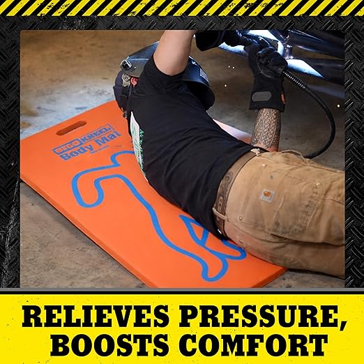High Visibility Orange Body Mat – 41" x 17" Extra Thick 1” Anti-Fatigue Foam Work Mat | Heavy-Duty Closed-Cell Body Pad for Mechanics, Aircraft Maintenance, Garage & Industrial Work